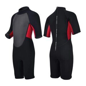 Kids Wetsuit Unisex Toddler Youth Girls Boys 3mm Shorty Size XS Black/Red Realon